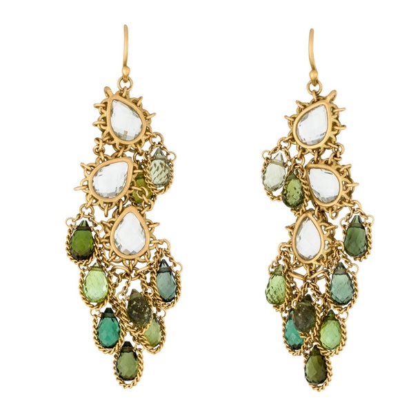 SOLD -Anthony Nak 18k Green Tourmaline Sapphire Earrings - Picture 5 of 5